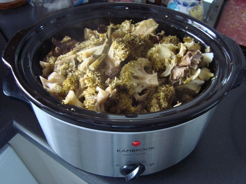 This particular casserole is made with fresh broccoli, lamb heart, lean beef schnitzel, and fresh ginger.