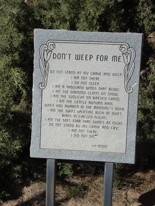 Don't weep for me gravestone